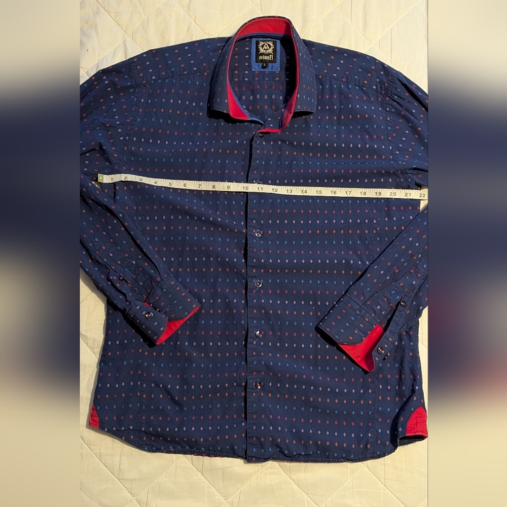 3 For $10 Avenue Casual Button Down Shirt Blue and Red